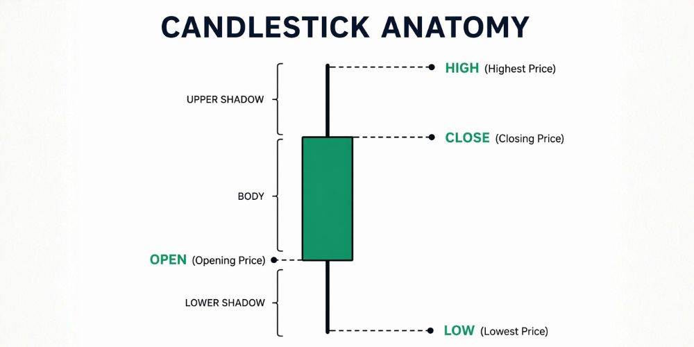 candlestick anatomy open high low close