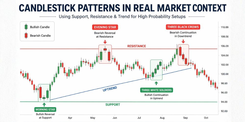 candlestick patterns in real market context