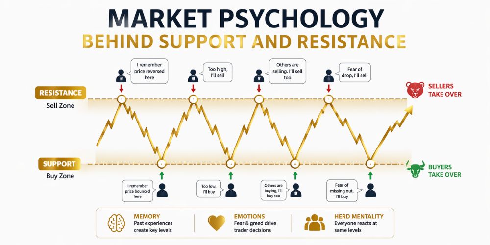 market psychology behind support and resistance