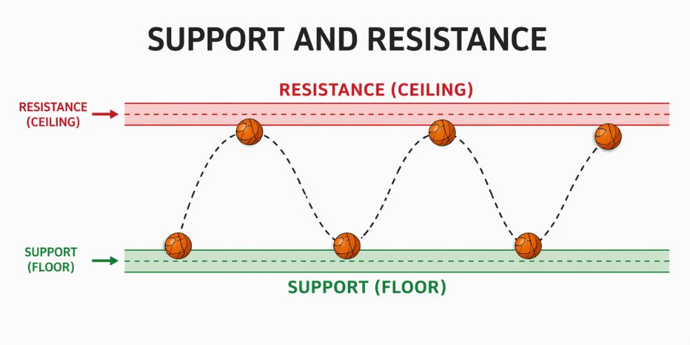 support and resistance concept illustration